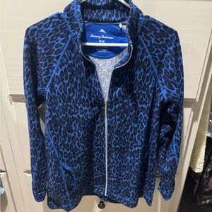 Tommy Bahama Women's Blue Animal Print, zip front jacket/sweatshirt